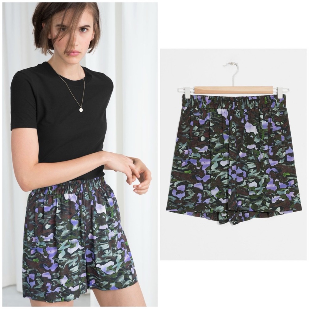 & Other Stories High waisted shorts in an abstract floral print